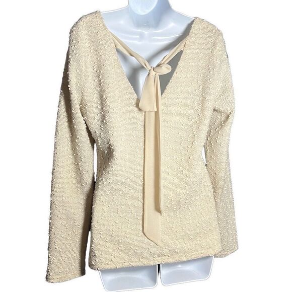 JENNIFER LOPEZ SIZE M  LIGHT WEIGHT SEQUINED SWEATER W BEHIND THE NECK SASH / BO - Picture 3 of 10